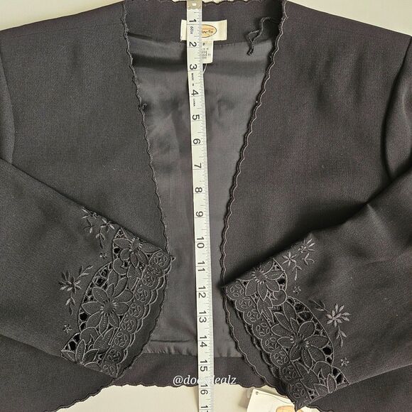 Talbots Blazer 3/4 sleeves Black with lace trim Size 8 - Picture 8 of 10
